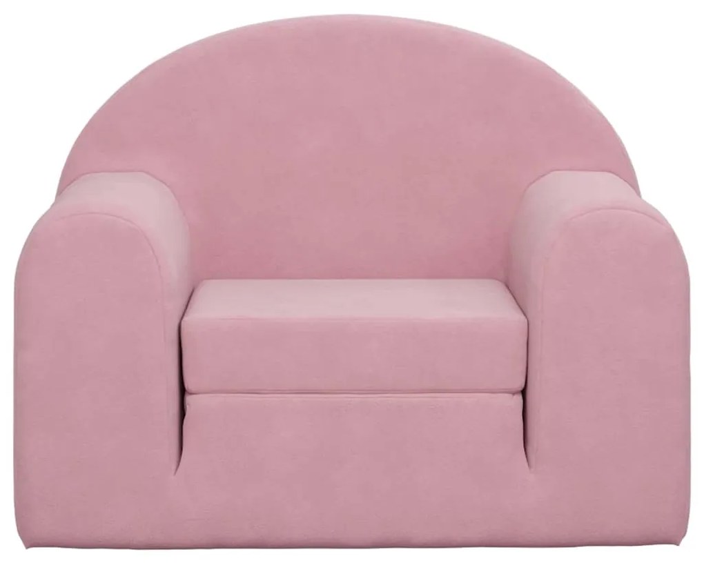 Sofá-cama infantil de pelúcia rosa