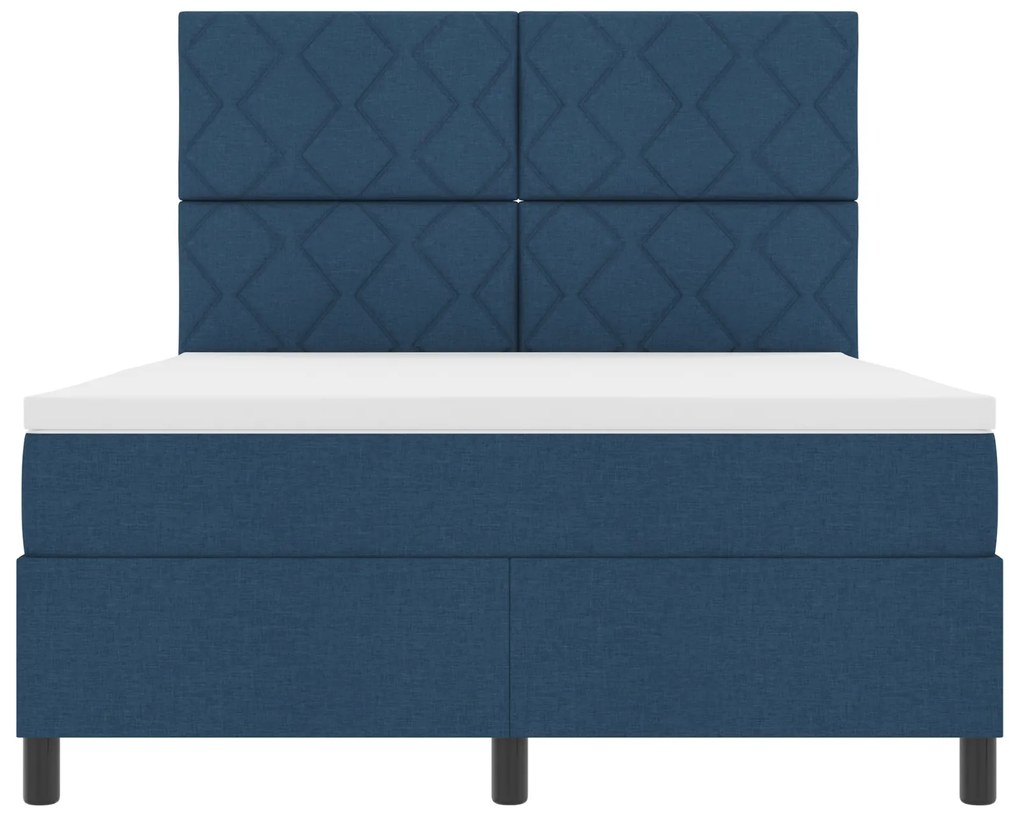 Cama Box Spring com Colchão Azul 140x200 cm Tecido