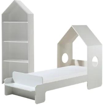 Conjunto cama infantil CASAMI (90x200) + Estrado + Estante Branco