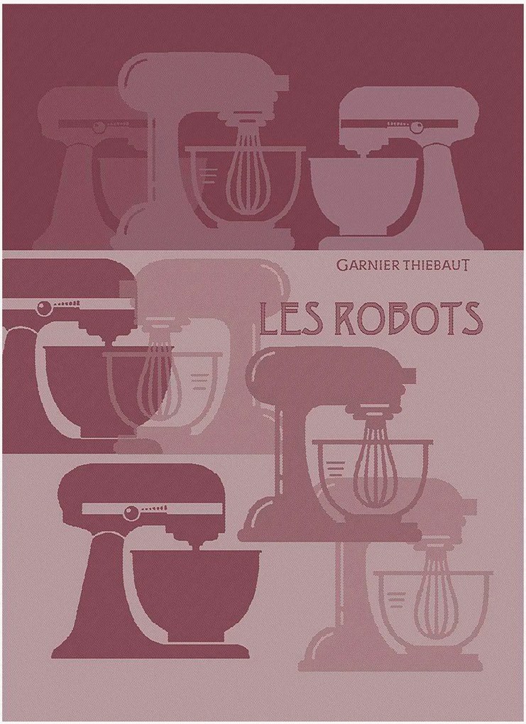 Panos de cozinha jacquard Les Robots Framboise, conjunto de 4