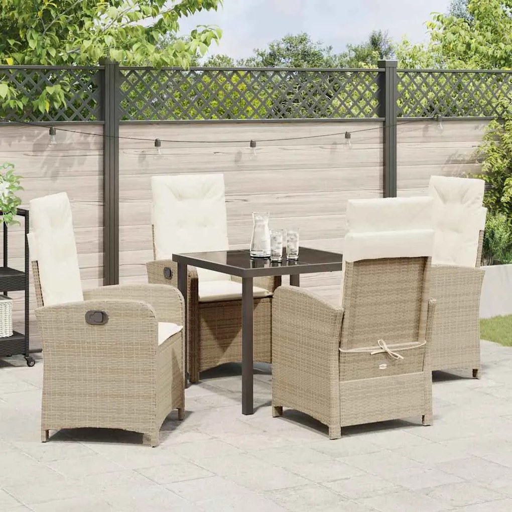 Conjunto de Jantar de Jardim de 5 Peças com Almofadas em bege de Ratta