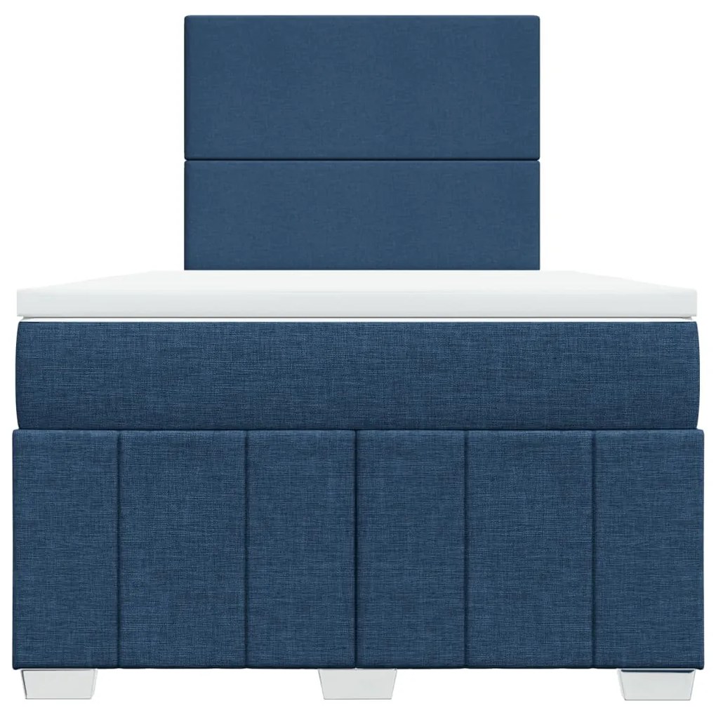 Cama boxspring com colchão 120x190 cm tecido azul