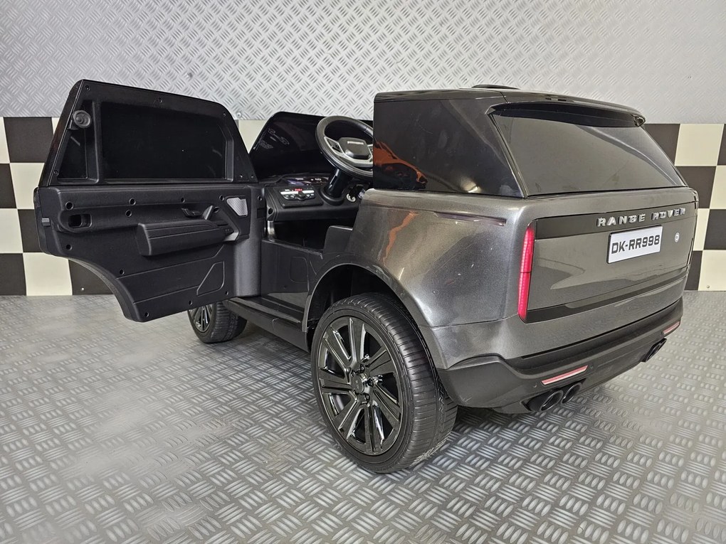 Carro elétrico para crianças RANGE ROVER VOGUE 24V, 2 Lugares, Pneus Borracha, Assento pele, Luzes Cinzento