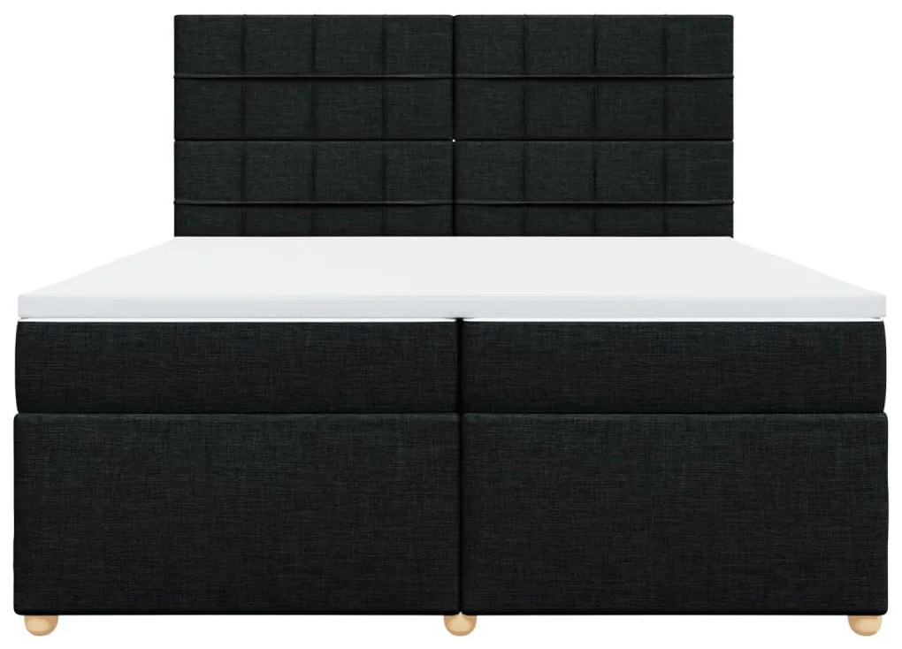 Cama com molas/colchão 200x200 cm tecido preto