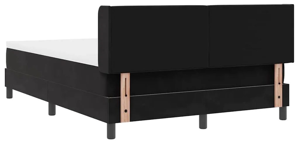 Cama Box Spring com Colchão vidaXL Preto 140x190 cm Veludo