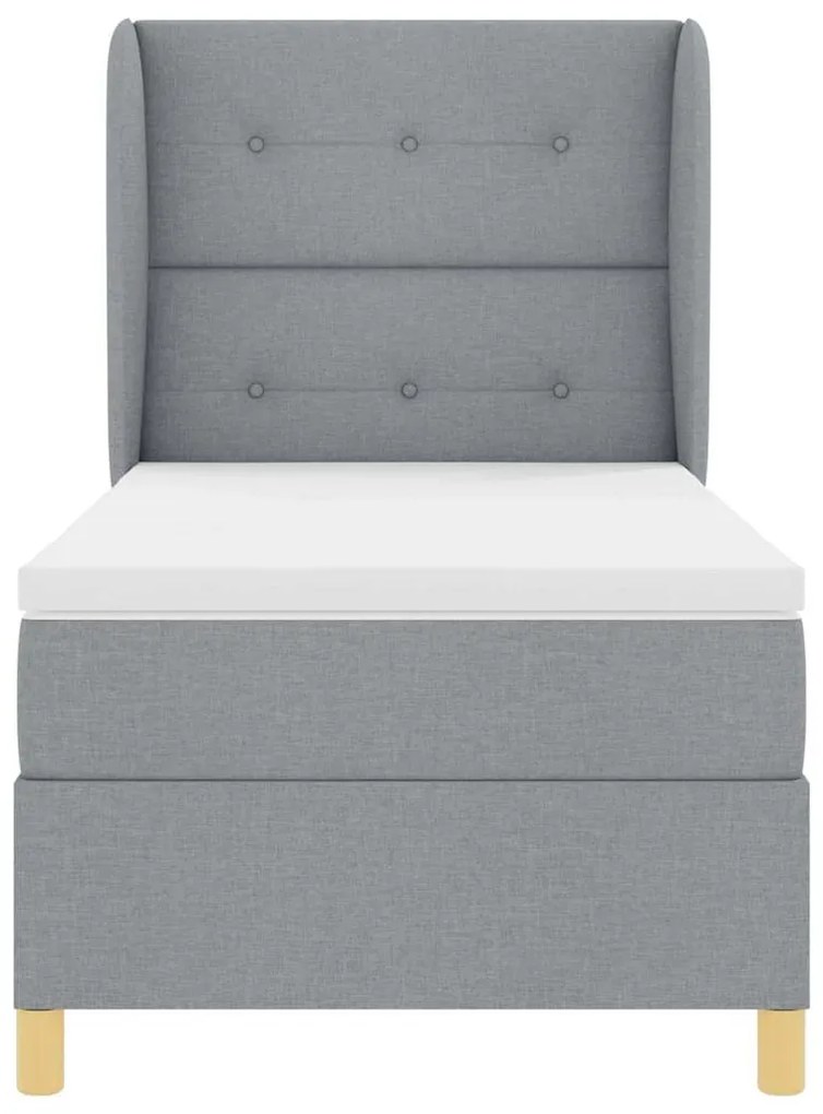 Cama Box Spring vidaXL com Colchão Cinza Claro 100x200 cm Tecido