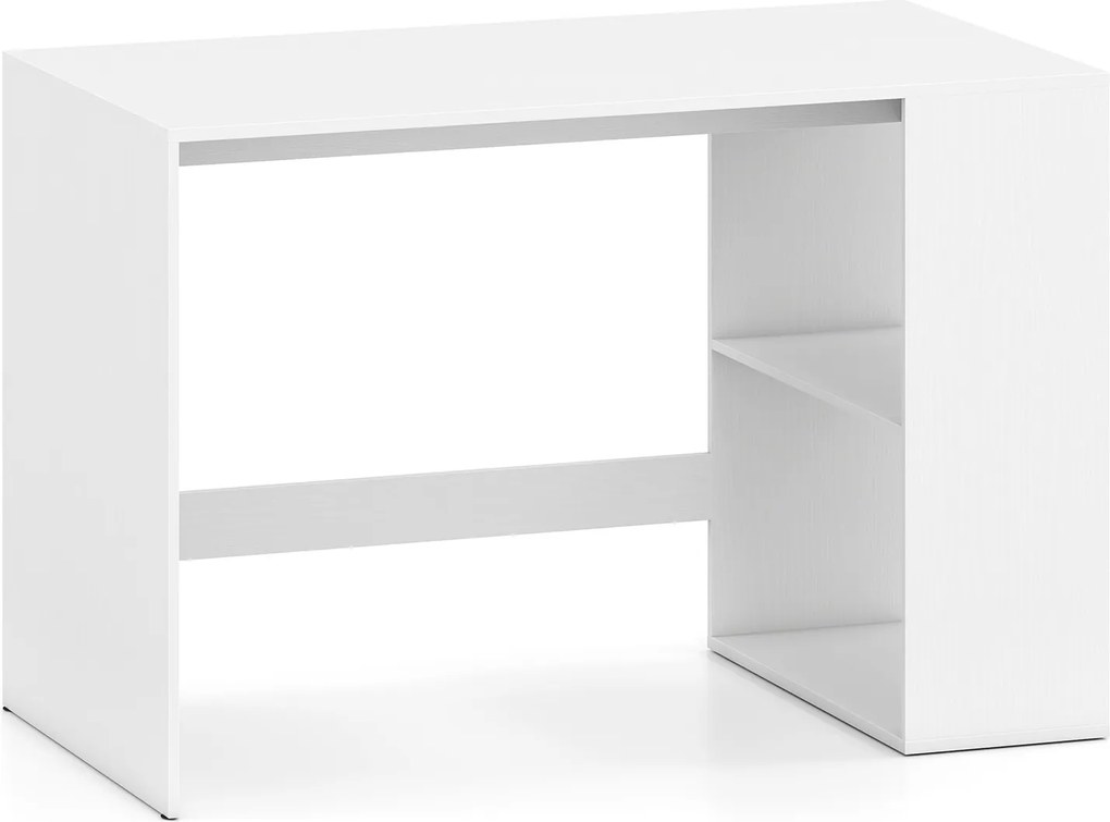 Mesa de Escritório, 112 x 60 cm, 2 Prateleiras Abertas, Branco