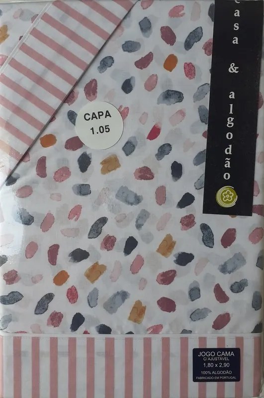 Jogo de lençóis 100% algodão - BERLIM da Casa&Algodão: cama 200cm - 1 sábana encimera 280 x 290 cm + 1 bajera ajustable 200 x 200 + 30 cm + 2 funda almohada 50x70 cm