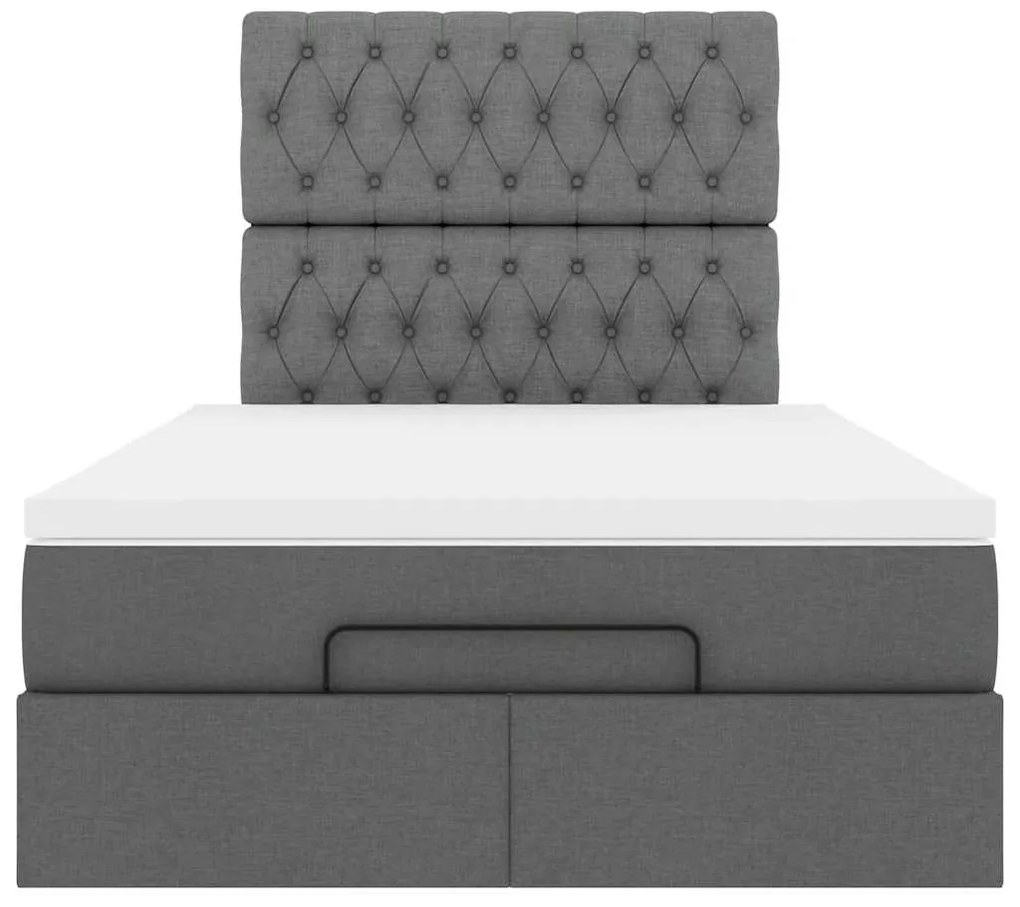 Estrutura cama otomana colchão 120x200cm tecido cinzento escuro