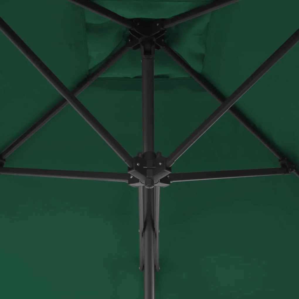 Guarda-sol de exterior com poste em aço 250x250 cm verde