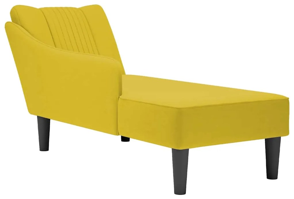 Chaise-longue com apoio de braço direito veludo amarelo