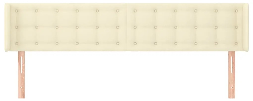 Cabeceira de cama c/ abas couro artificial 183x16x78/88cm creme