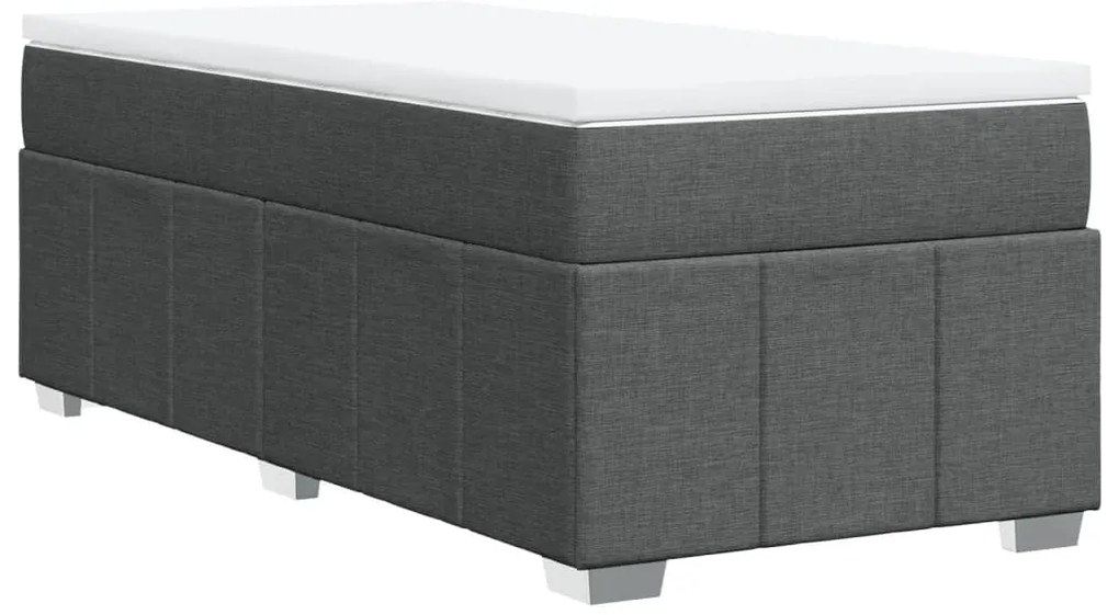 Cama com molas/colchão 90x190 cm tecido cinza-escuro