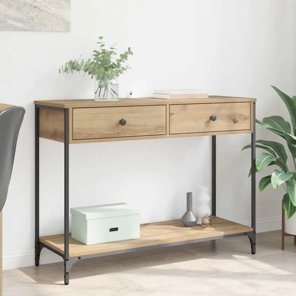 vidaXL Aparador com gaveta Carvalho Artesanal 100 x 34,5 x 75 cm