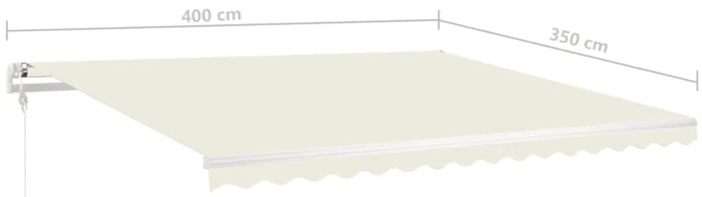 Toldo retrátil manual com luzes LED 4x3,5 m cor creme