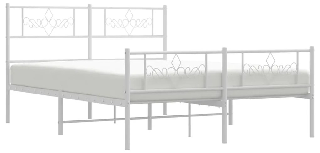 Estrutura de cama com cabeceira e pés 120x200 cm metal branco