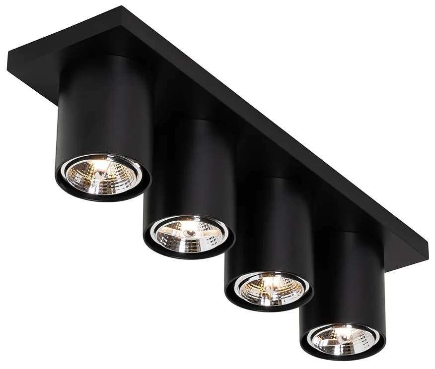 Foco de teto moderno preto 4 luzes - Tubo Moderno