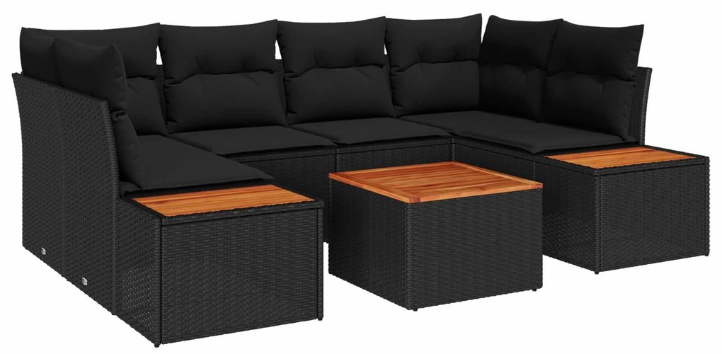 vidaXL Conjunto de Sofá de Jardim 6 pcs Preto Rattan Sintético