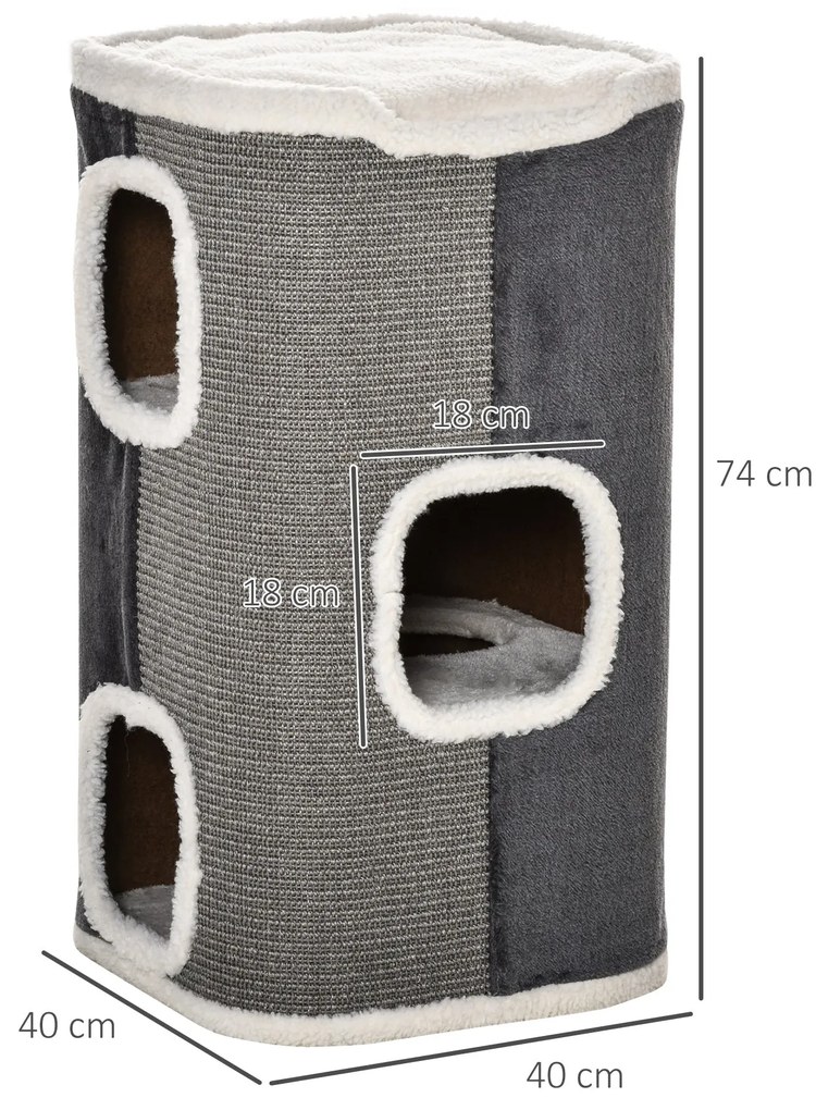 PawHut Arranhador em Forma de Cilindro para Gatos 74cm de Altura Torre