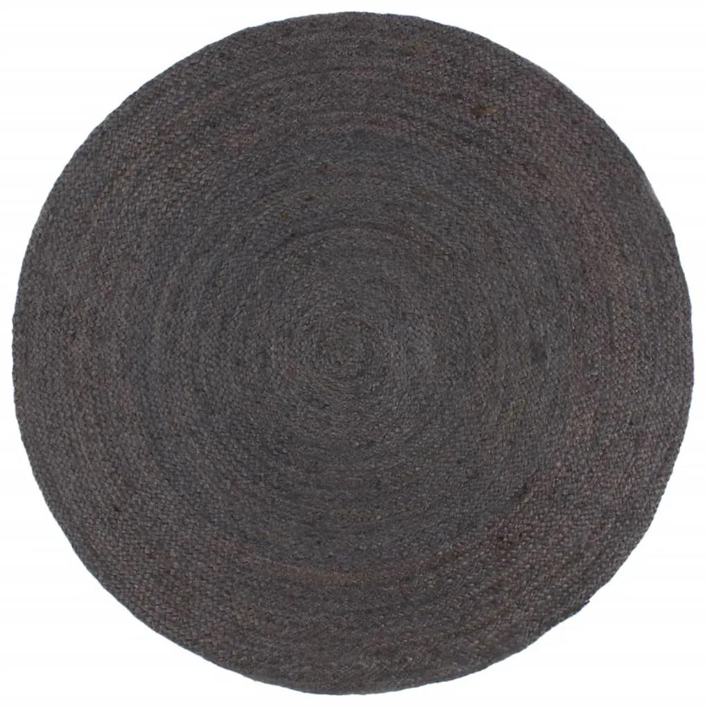 Tapete artesanal em juta redondo 210 cm cinzento-escuro