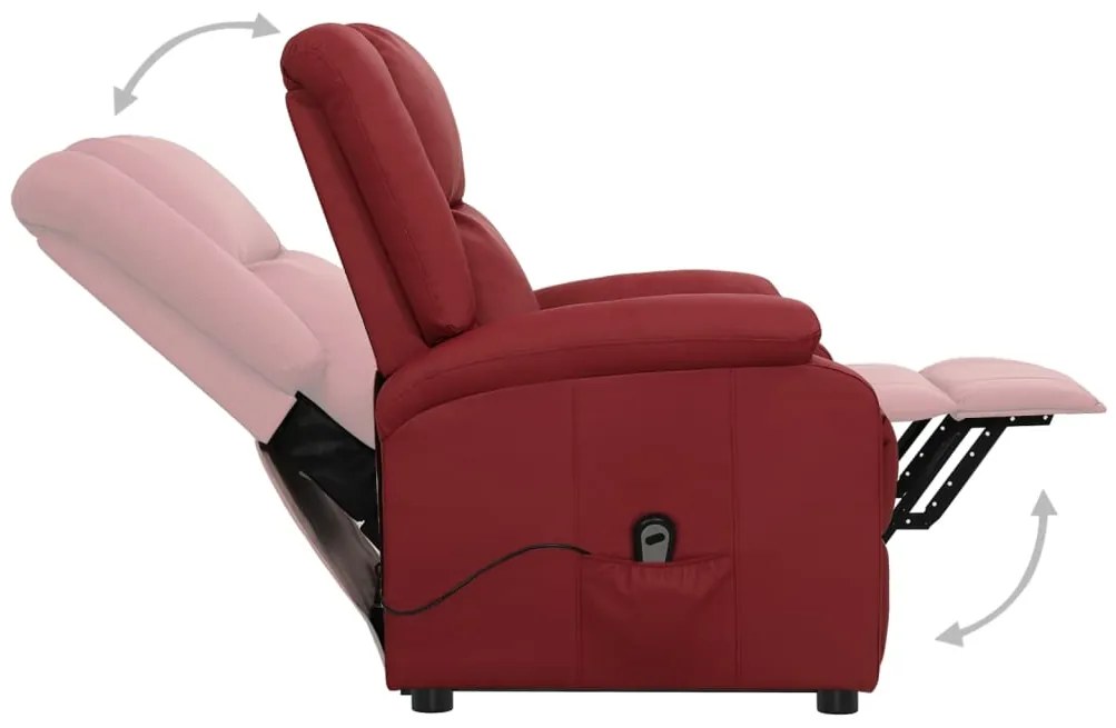 Poltrona elevatória couro artificial vermelho tinto