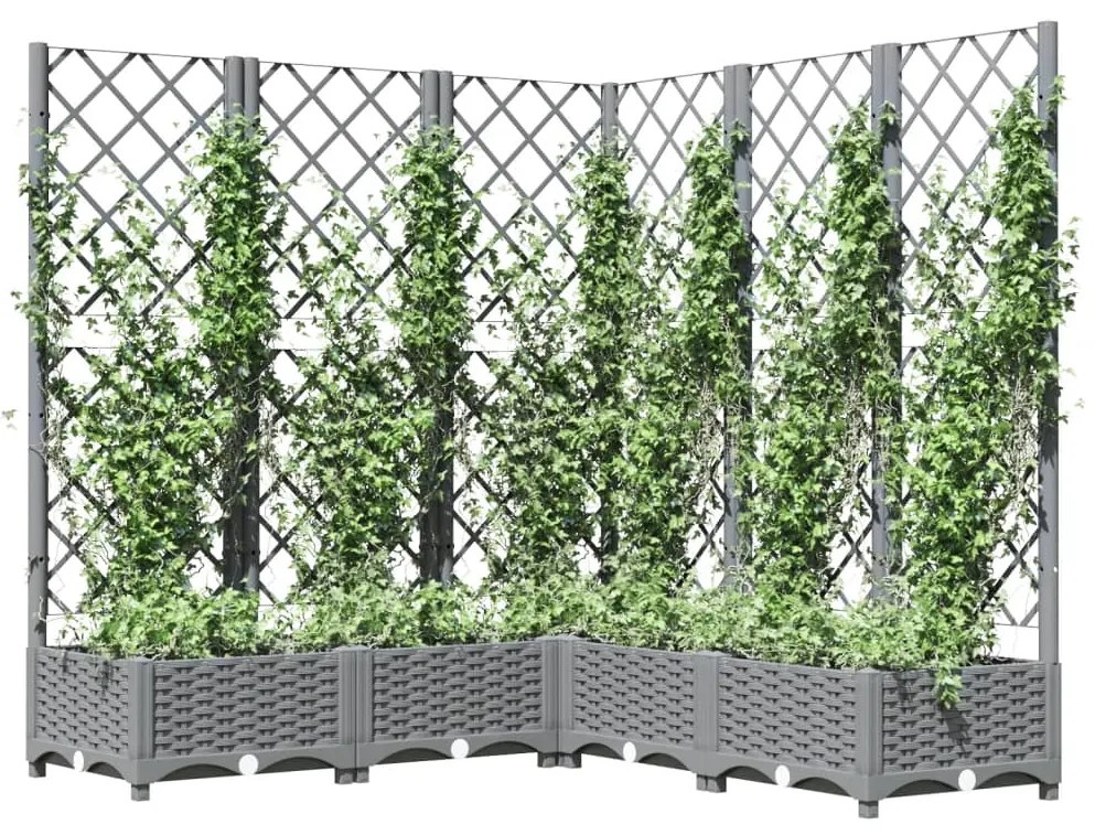 Vaso/floreira jardim c/ treliça 120x120x121,5 cm PP cinza-claro