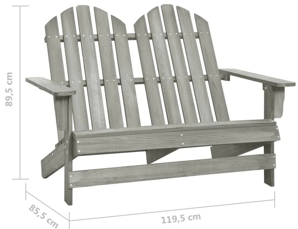 Cadeira de jardim Adirondack 2 lugares abeto maciço cinzento