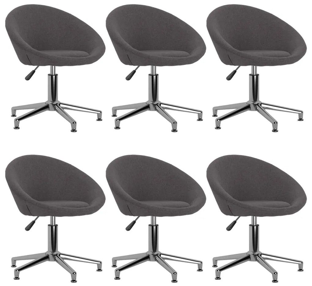 vidaXL Cadeiras de jantar giratórias 6 pcs tecido cinzento-acastanhado