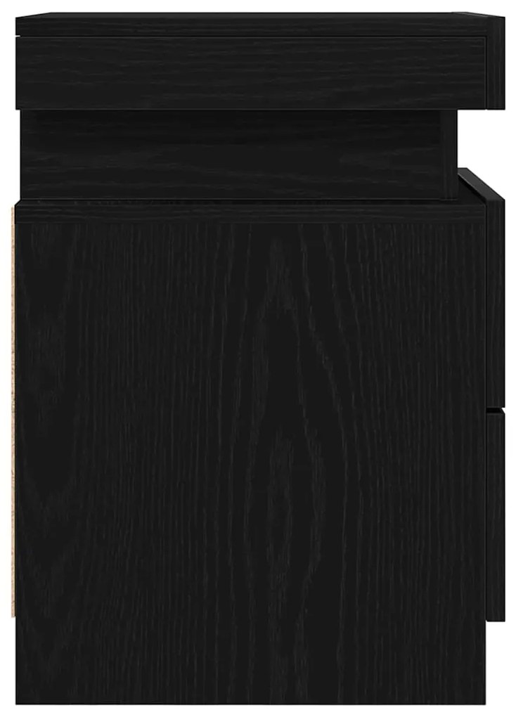Cômoda de Canto vidaXL com Luzes LED 2 pcs Carvalho Preto 35x39x55 cm