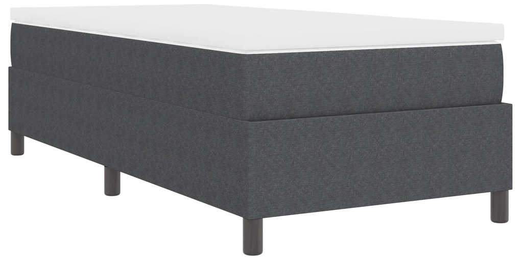 Cama Box Spring com Colchão Cinza Escuro 100 x 200 cm Tecido de Veludo