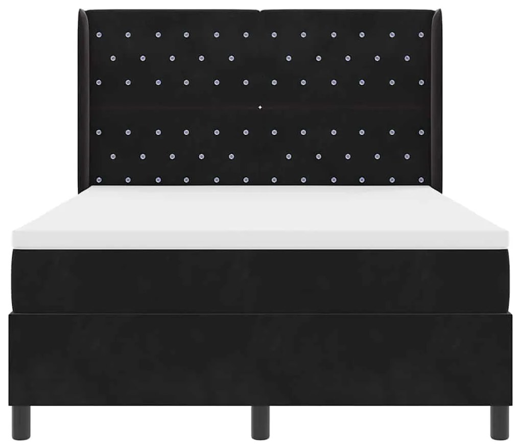 Cama Box com Colchão e LED preta 140x200 cm Veludo