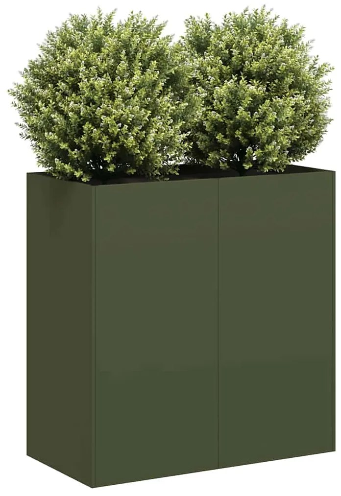 vidaXL Vaso floreira 80x40x80 cm aço laminado a frio verde