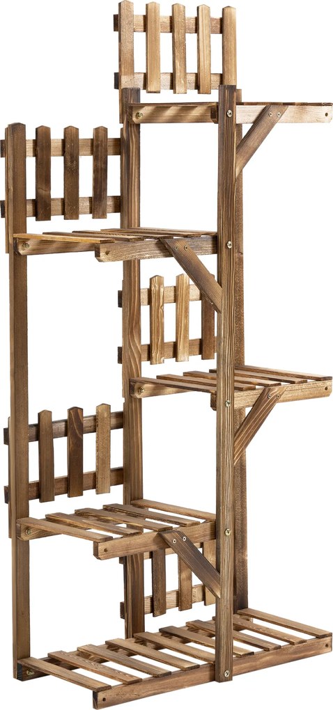 Estante de flores em madeira com suportes para vasos e plantas, 5 prateleiras 60 x 30 x 130 cm, madeira de abeto