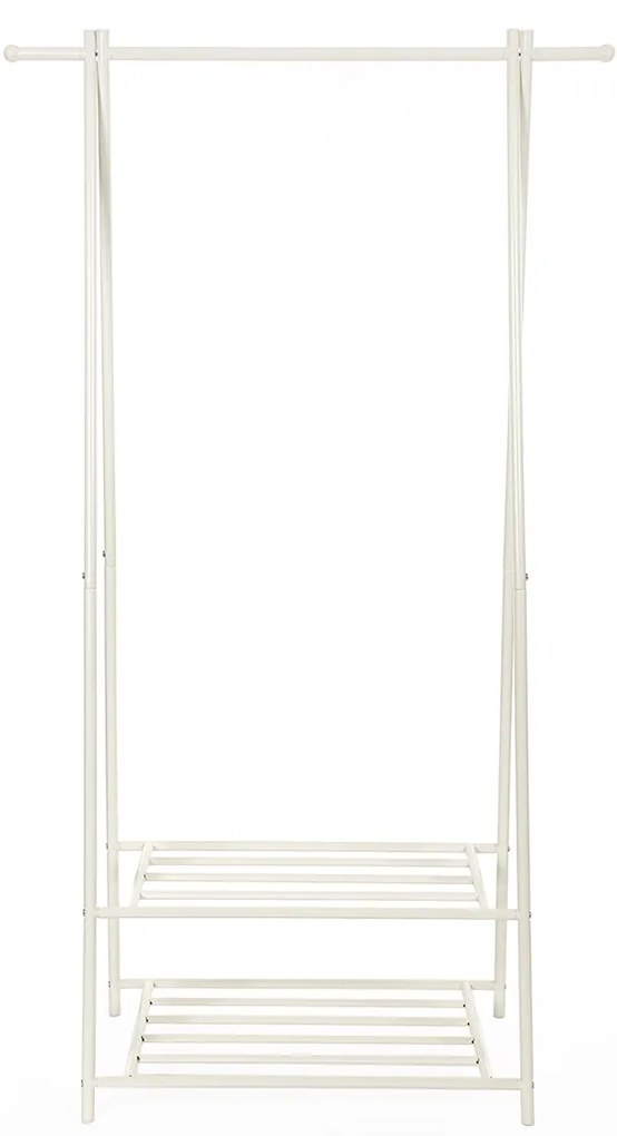 Cabideiro SONGMICS, cabideiro, cabideiro com prateleira de armazenamento de 2 níveis para sapatos e cestos, estrutura de metal, economiza espaço, ideal para quarto, entrada, escritório e muito mais, branco HSR05W