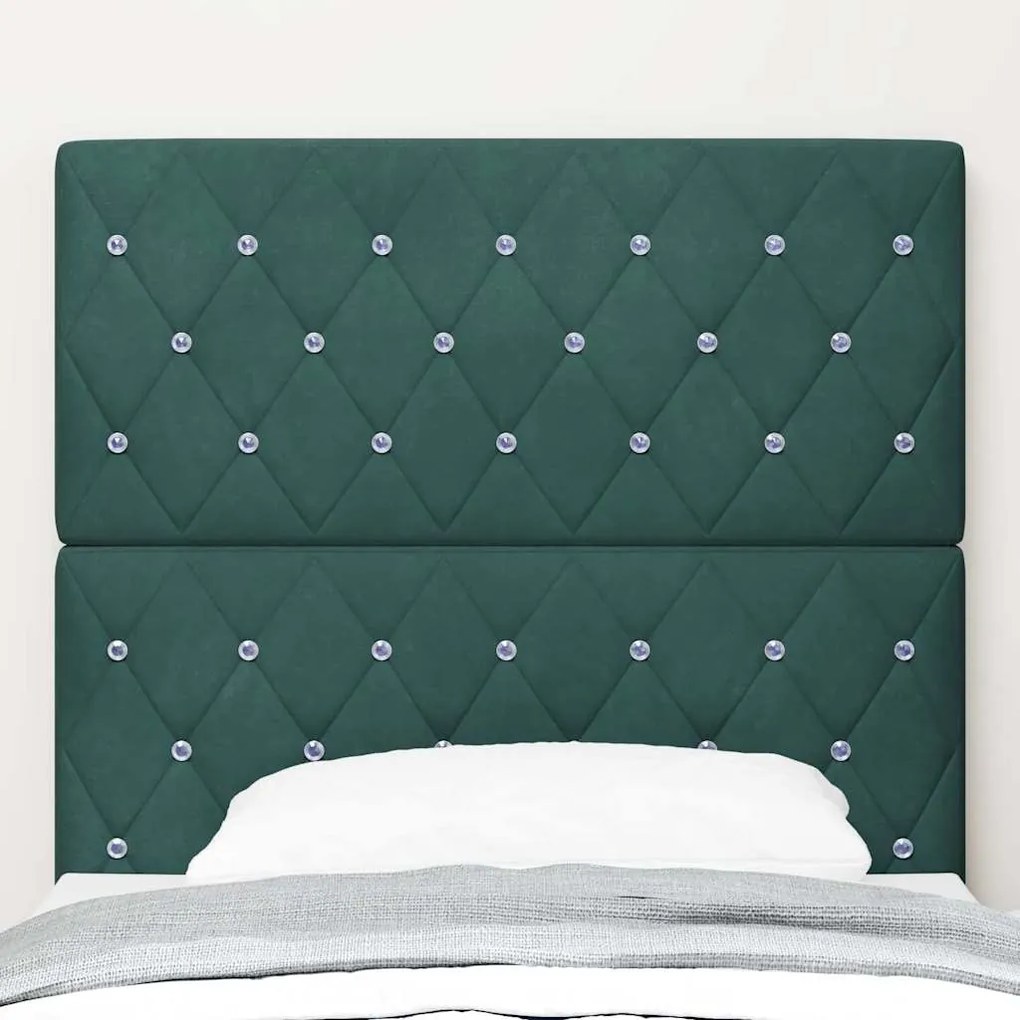 Cabeceira LED Verde Escuro 90 cm em Veludo