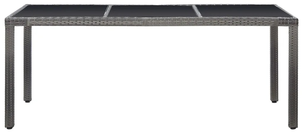 9 pcs conjunto de jantar para exterior vime PE cinzento