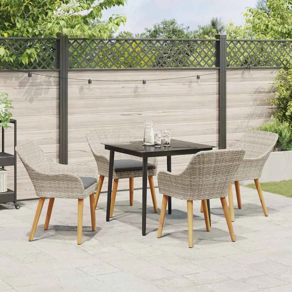 Conjunto de sala de jantar 5 pcs Cinza claro e preto