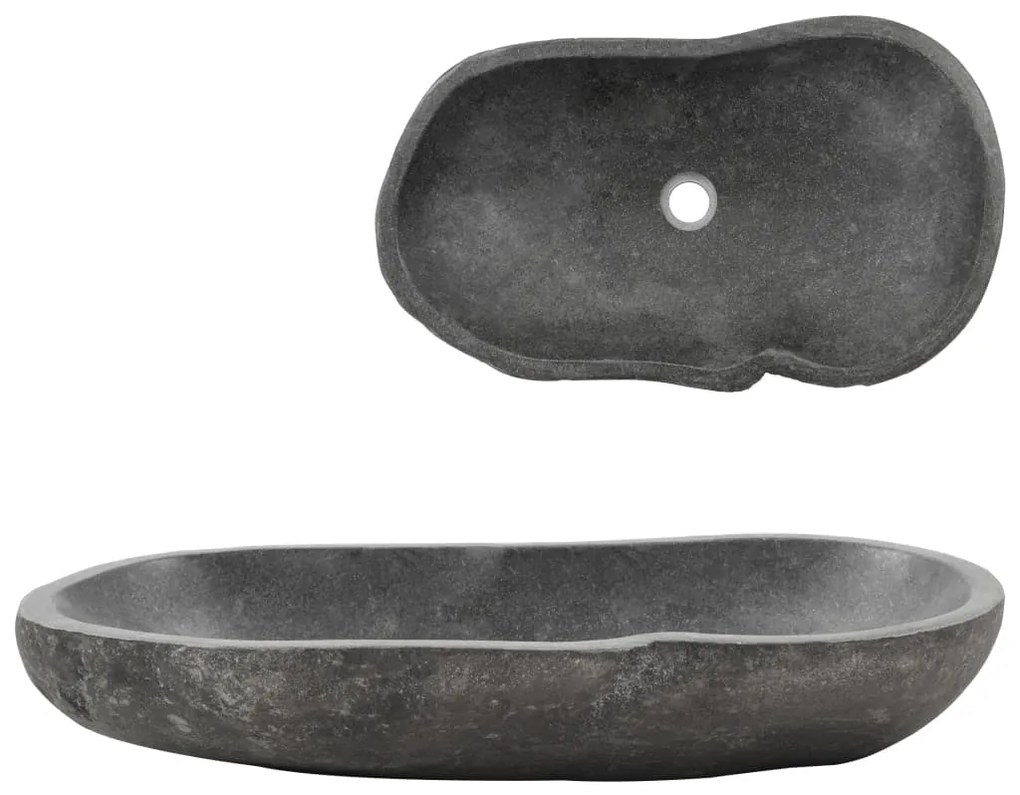 vidaXL Lavatório pedra do rio oval 60-70 cm
