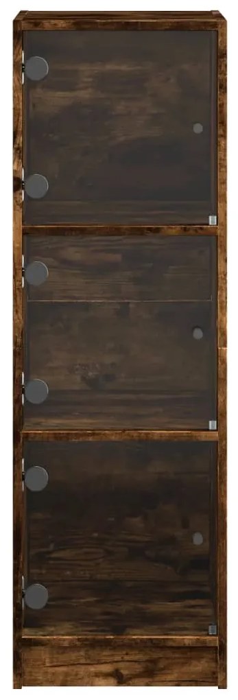 Aparador alto c/ portas de vidro 35x37x109 cm carvalho fumado