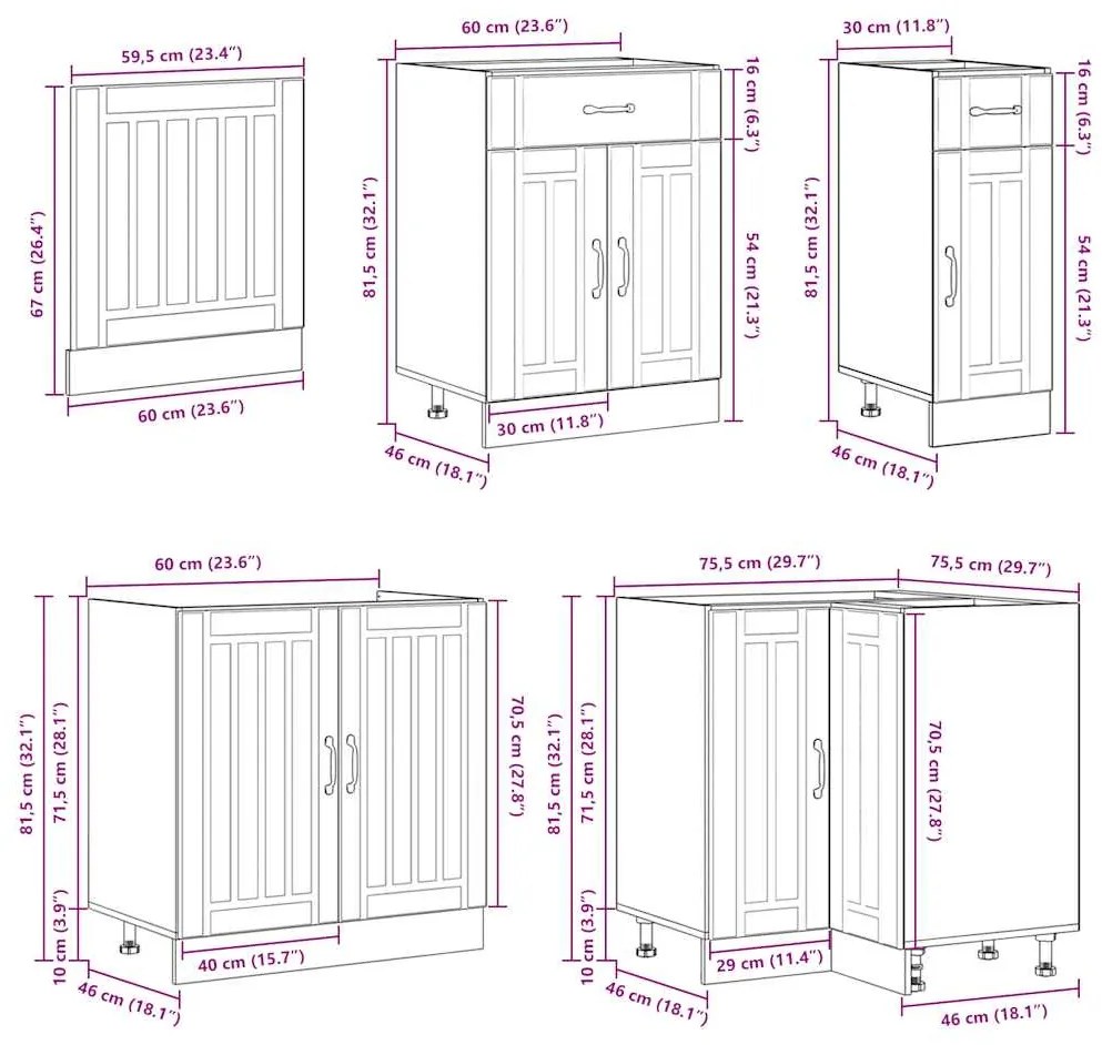 11 peças armário de cozinha conjunto Lucca branco
