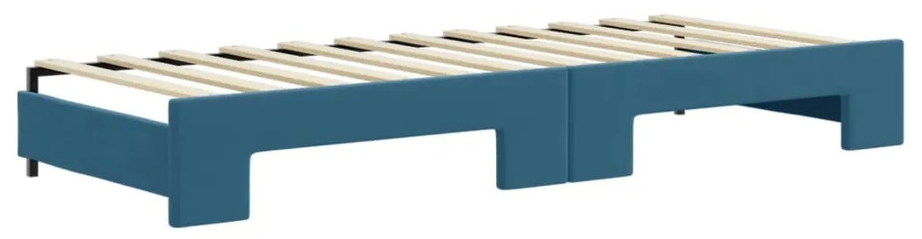 Sofá-cama com gavetão e gavetas 80x200 cm veludo azul