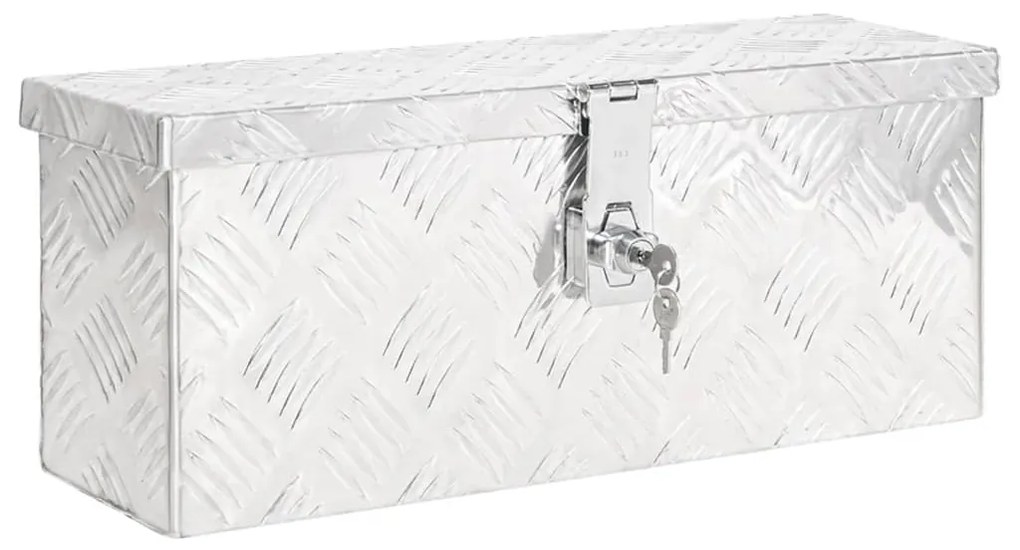152246 vidaXL Caixa de arrumação 50x15x20,5 cm alumínio prateado