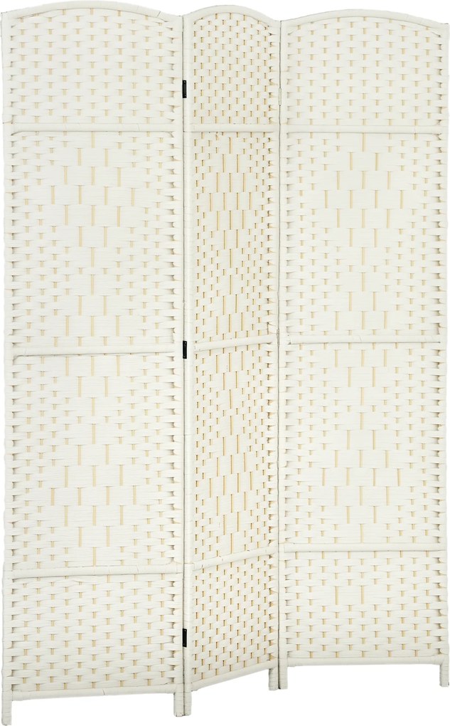 Biombo interior de madeira com 3 painéis 135 x 180 cm, divisória dobrável para sala ou quarto, branco