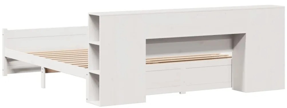 Cama com estante sem colchão 200x200 cm pinho maciço branco