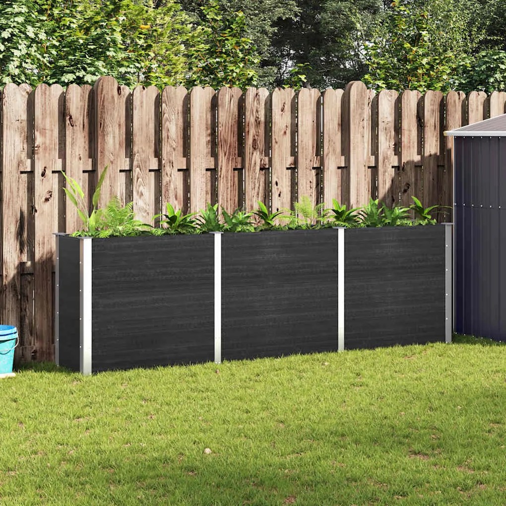 vidaXL Canteiro de jardim elevado 300x50x91 cm WPC cinzento