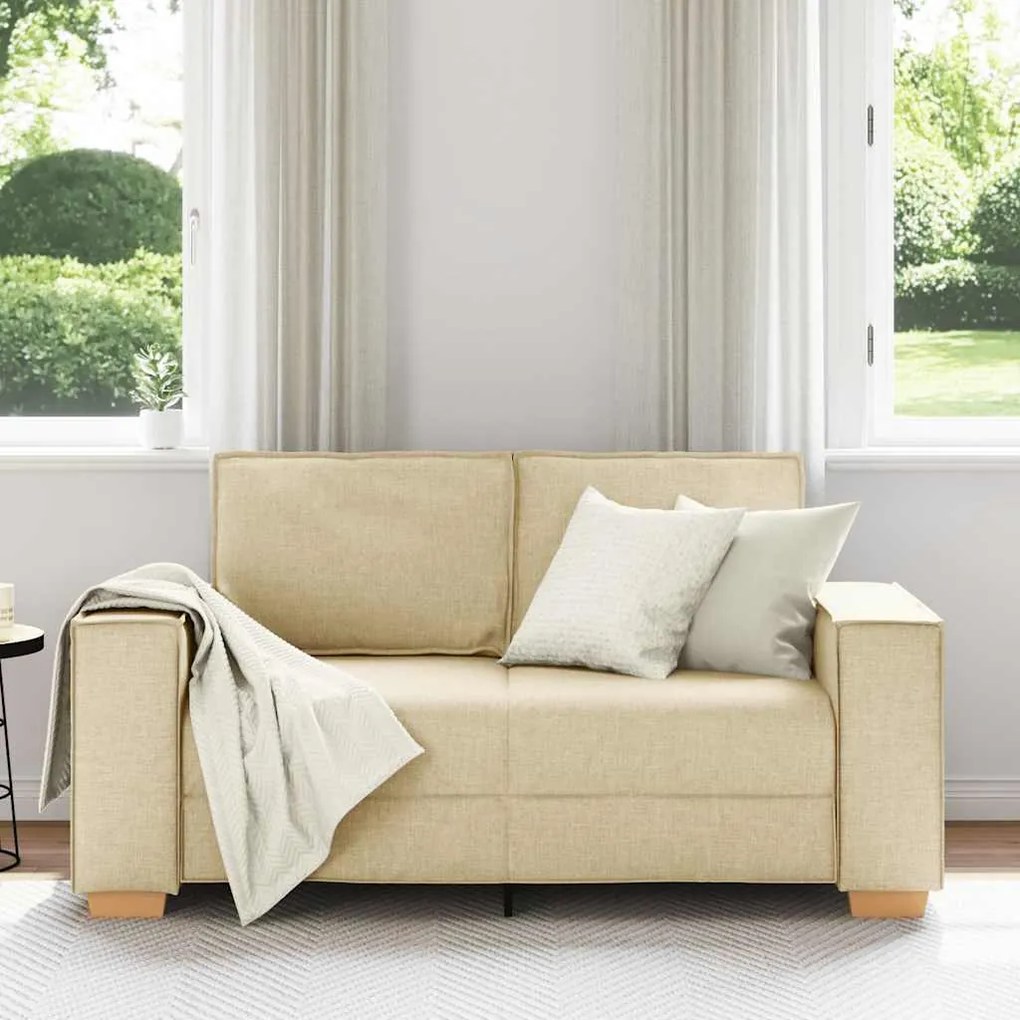 Sofá de 2 lugares em tecido creme 120 cm