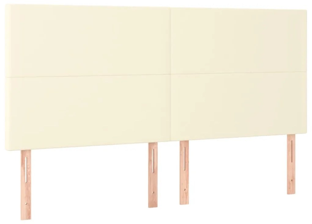 Cabeceira cama c/ LED 180x5x118/128 cm couro artificial crème