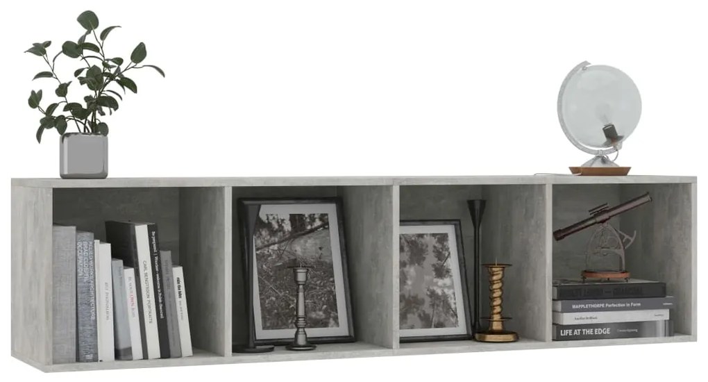 Estante/móvel de TV 143x30x36 cm contraplacado cinzento cimento