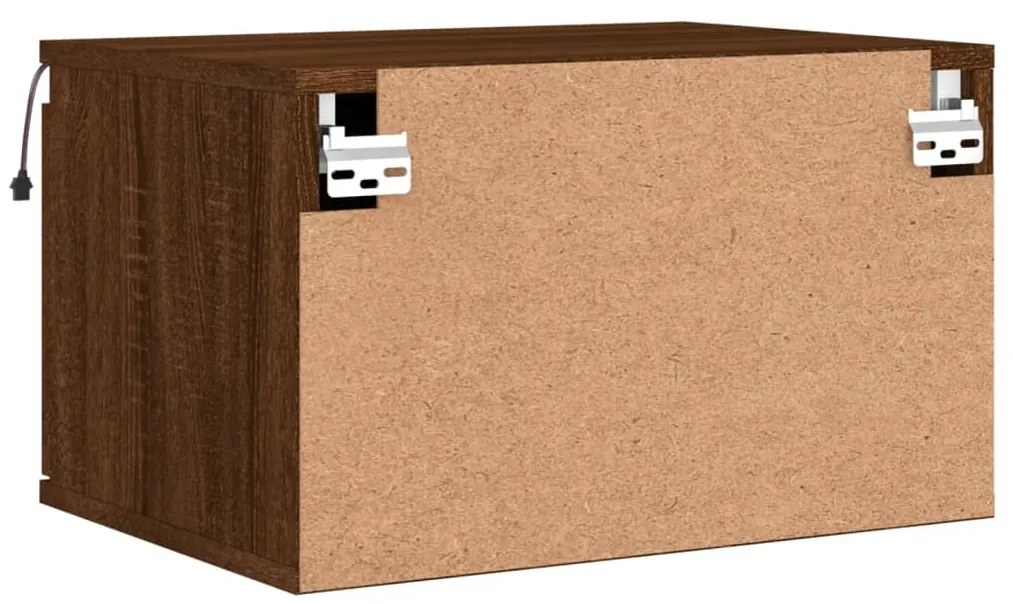 Mesas cabeceira de parede c/ luzes LED 2 pcs carvalho castanho