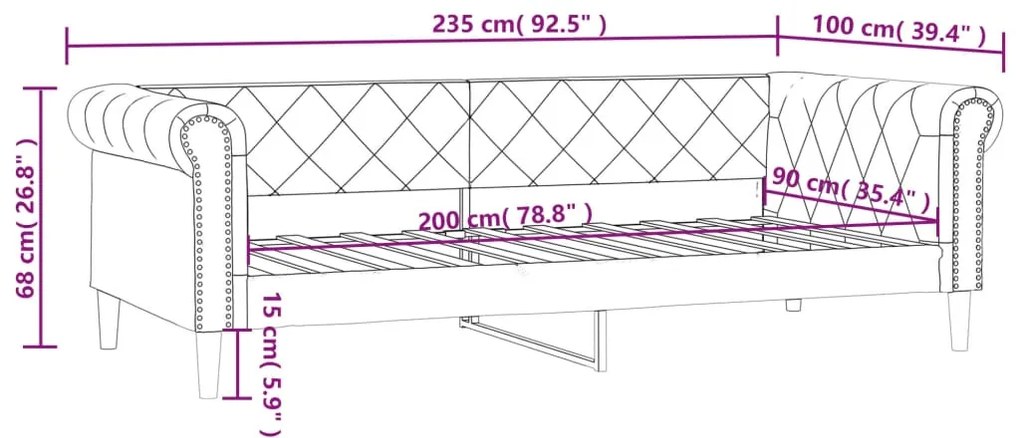 Sofá-cama 90x200 cm couro artificial cor cappuccino